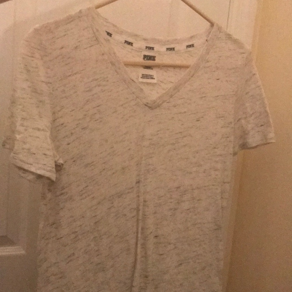 VS PINK White/Grey Campus V-Neck